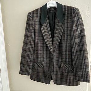 David N Petite | Riding Style Jacket | Green Suede Collar | Green Plaid | S/M